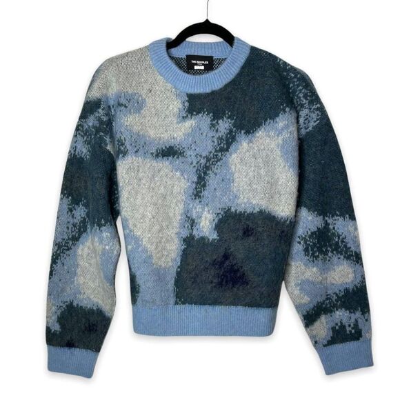 The Kooples Tie Dye Wool Alpaca Round Neck Pullover Sweater Grey Blue Size S - Picture 2 of 5